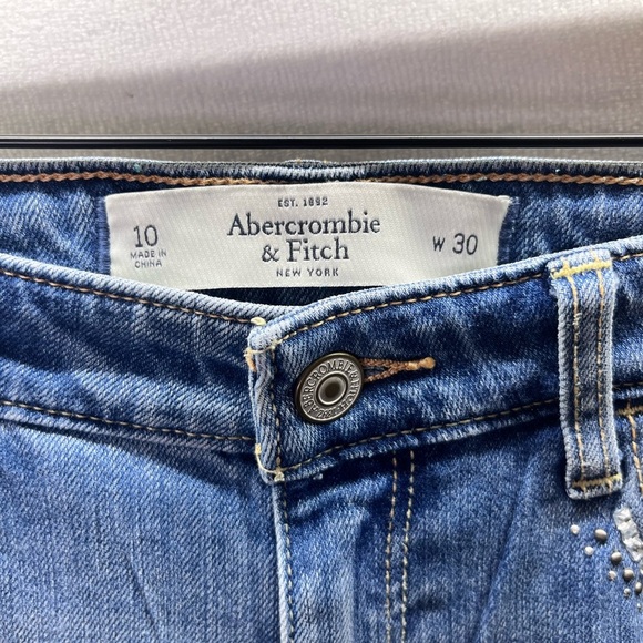 Abercrombie & Fitch Bling Crystal skinny Jeans Womens 10 Stretch Distressed 1987 - Picture 3 of 11